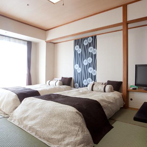 【ジャパニーズモダンツイン】３５平米。畳の上に２つのローベッドをご用意。